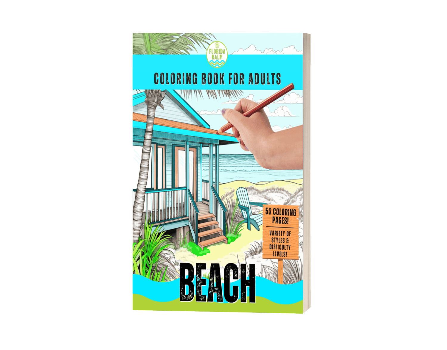 BEACH Coloring Book for Adults by Florida Balm