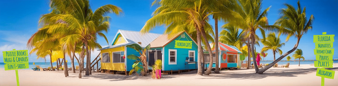 Florida gifts depiction of an ocean beach gift shack