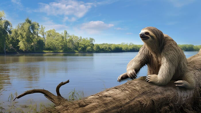 Florida Giant Sloth, depiction of what it would have looked like on Peace River 14,000 years ago