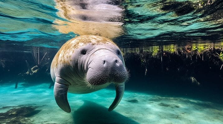 Photo of a florida manatee for funny manatee facts