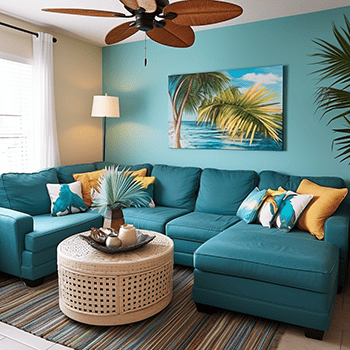 beach home accents with a bright colorful Caribbean flair