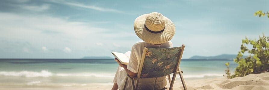 mom at the beach reading