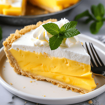 mango cream pie slice from an easy no-bake 6 ingredient recipe