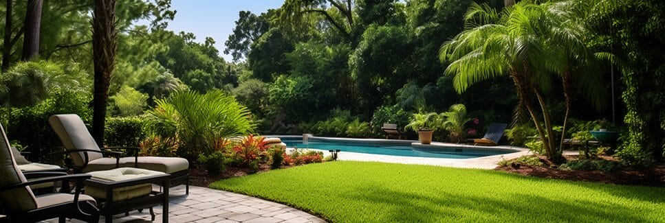 Florida trees and plants in a beautiful backyard