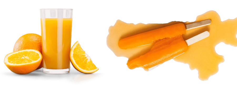 Fresh Florida orange juice frozen popcicles